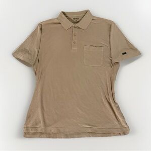 Vintage IZOD Golf Polo Shirt Size Large Beige Textured Minimal Pocket